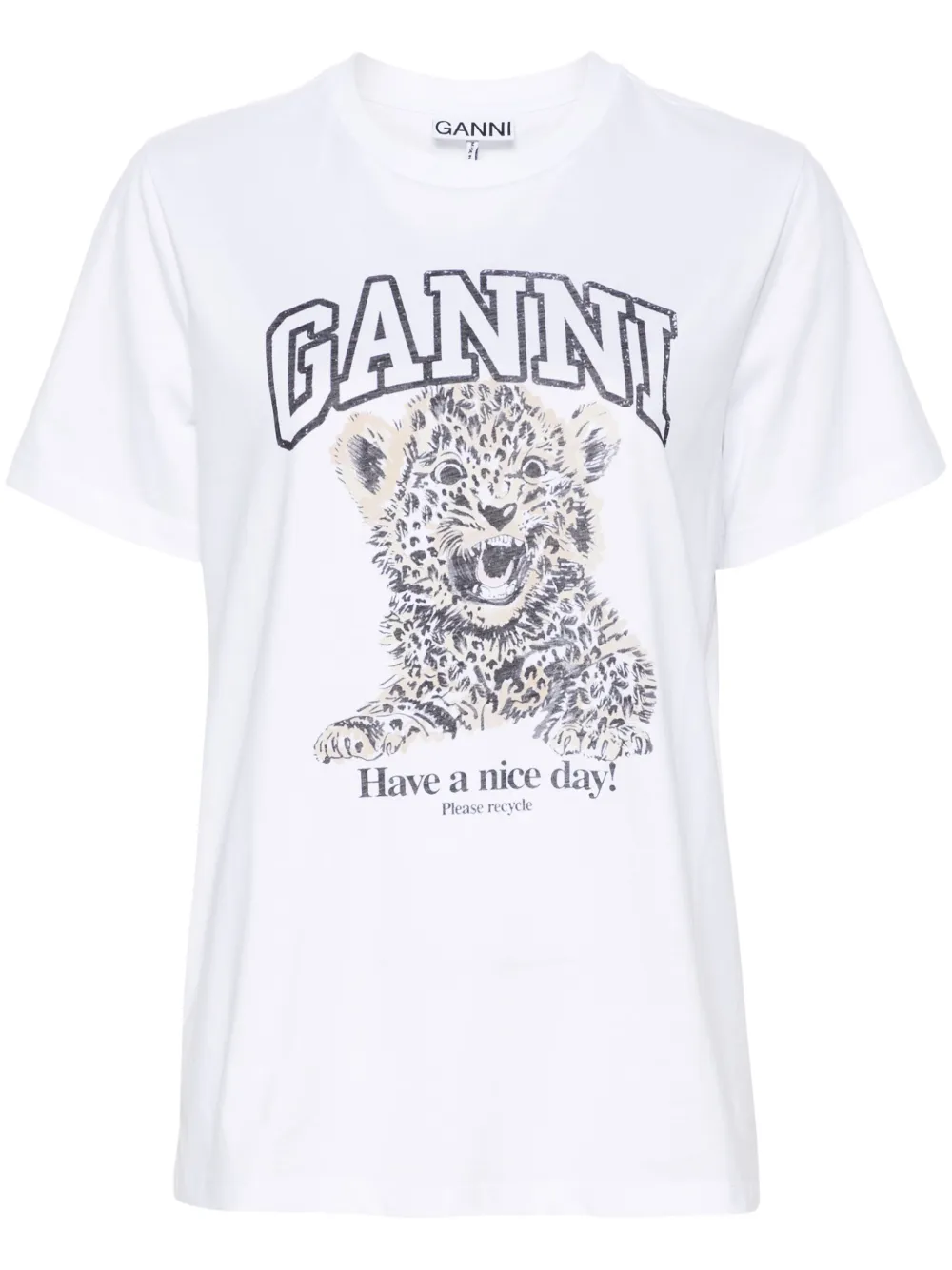 GANNI Camiseta de jersey leopardo